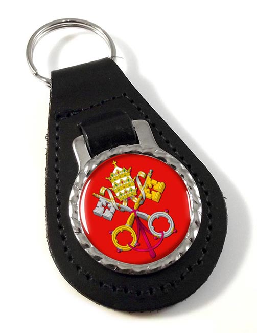 Holy See Coat of Arms Leather Key Fob